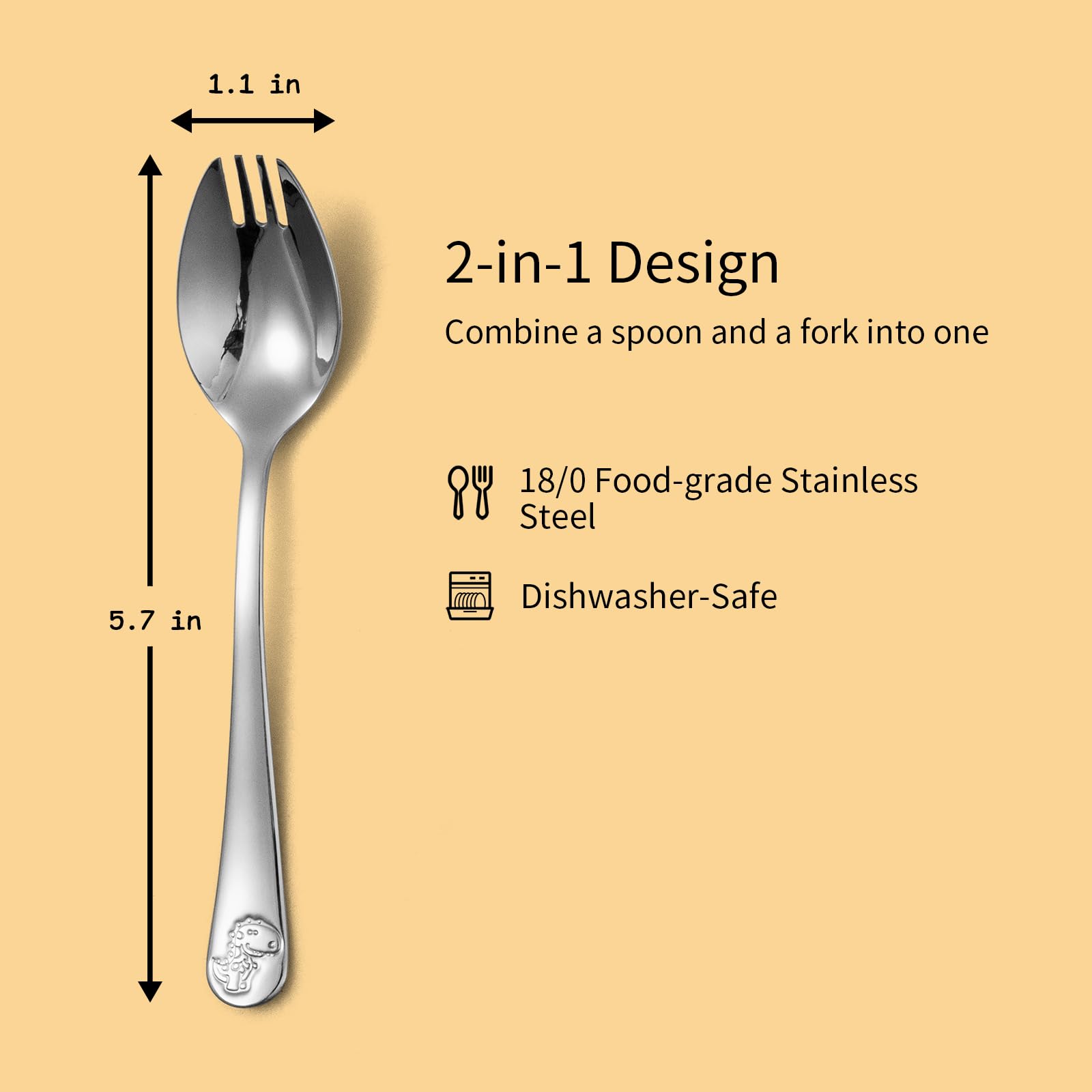 Alata Mini Sporks, 8-Pack Food-grade Stainless Steel Mini Sporks, 5.7 Inches Salad Forks For Dessert, Ice Cream, Salad, Soup, Noodle, Spaghetti, Dishwasher Safe — Amazon image 2