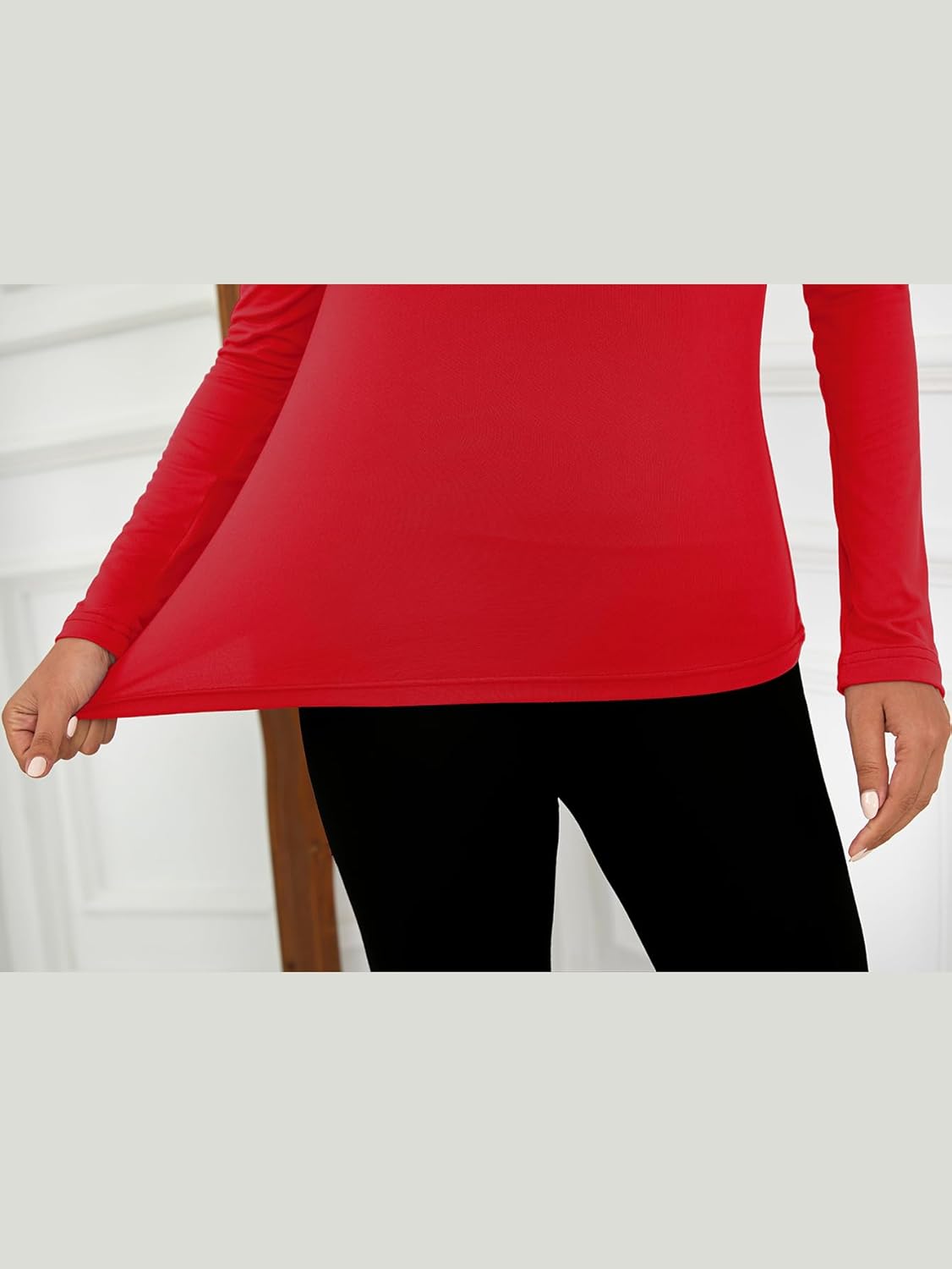 VENTELAN Women's 2 Pack Thermal Shirts Long Sleeve Crewneck Tops Compression Base Layer Undershirt Winter Warm Fashion Tee - Image 7