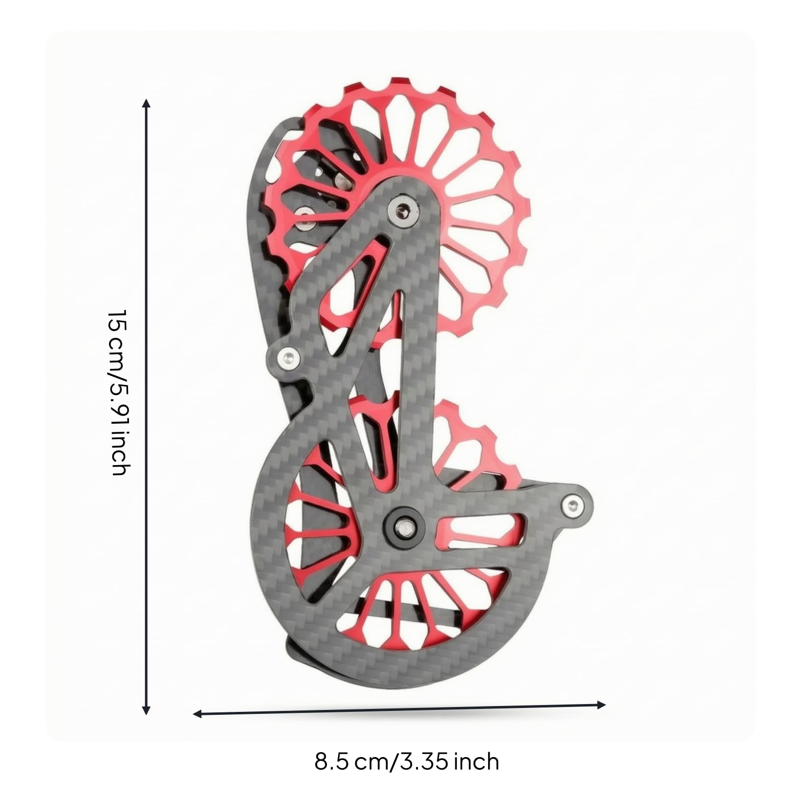 Polea de Cambio Trasero Bicicleta Jaula de Desviador Rueda Guía Rodillo Sobredimensionado de Carbono con Ingeniería Precisa y Montaje Estable Adecuada , Rojo