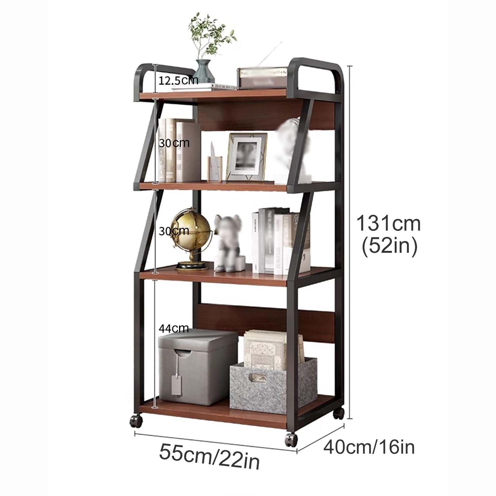 Mesa Impresora, Estante para Trituradora de 4 Niveles, Carrito para Fax, Soporte para PC, Grande Mueble Impresora(Natural)