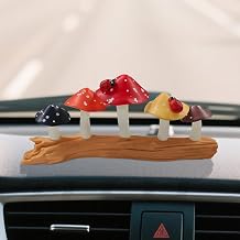 Cute Mushroom Car Dashboard Decoration, Resin Cartoon Plant Auto Center Console Ornament, Funny Vehicle Interior Decorative Accessory for Car Home Office Desk Red