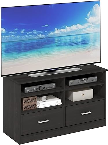 Miniatura 14 de Furinno para TV de 55 Pulgadas, Centro de Entretenimiento con 2 Almacenes y Estantes Abiertos, Soporte de TV de Estilo Moderno de Media Siglo,