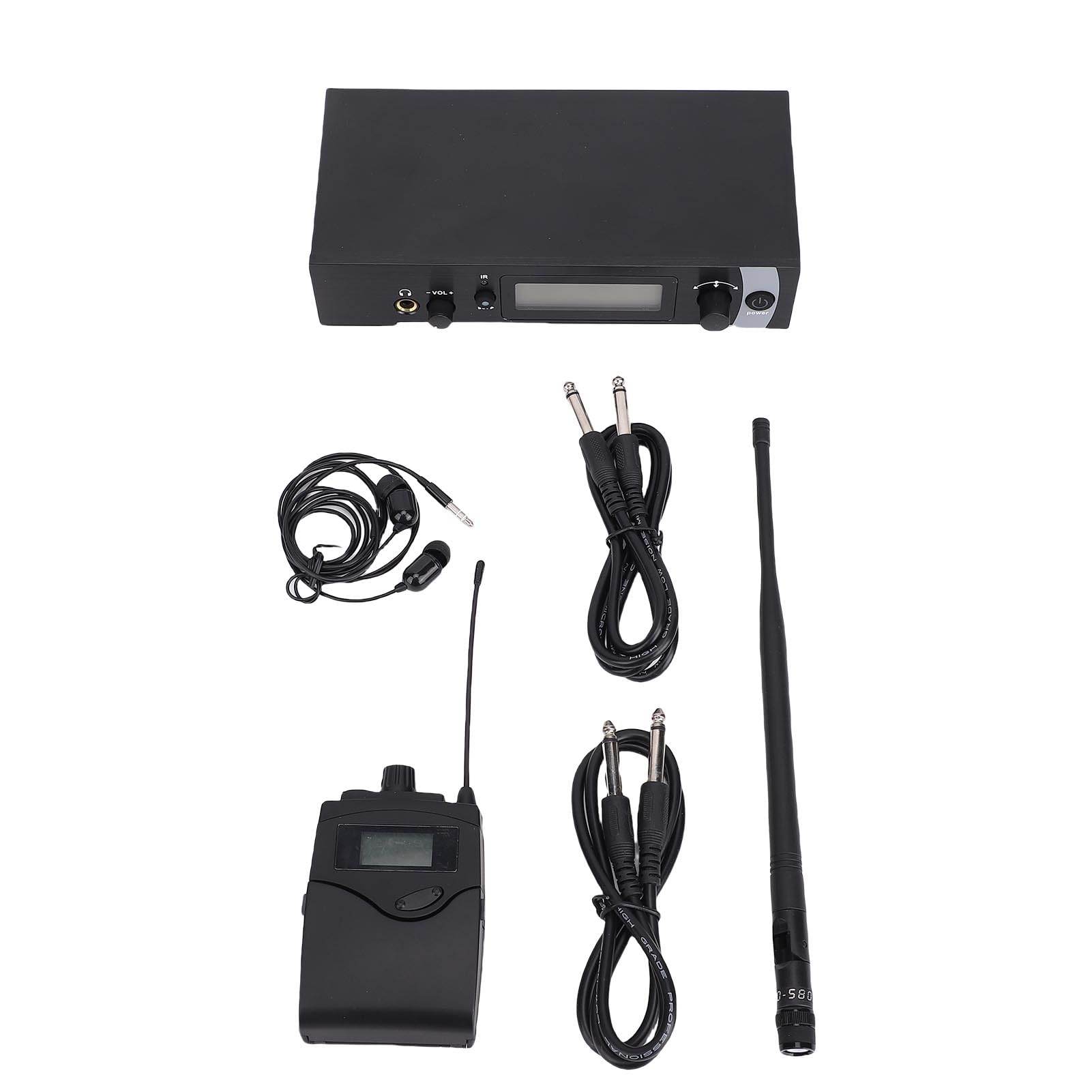 UHF Wireless in Ear Monitor System, 550-590MHz Band Wireless IEM, Range 164ft, per Palcoscenico, Banda, Studio, Discorso (Spina Europea)