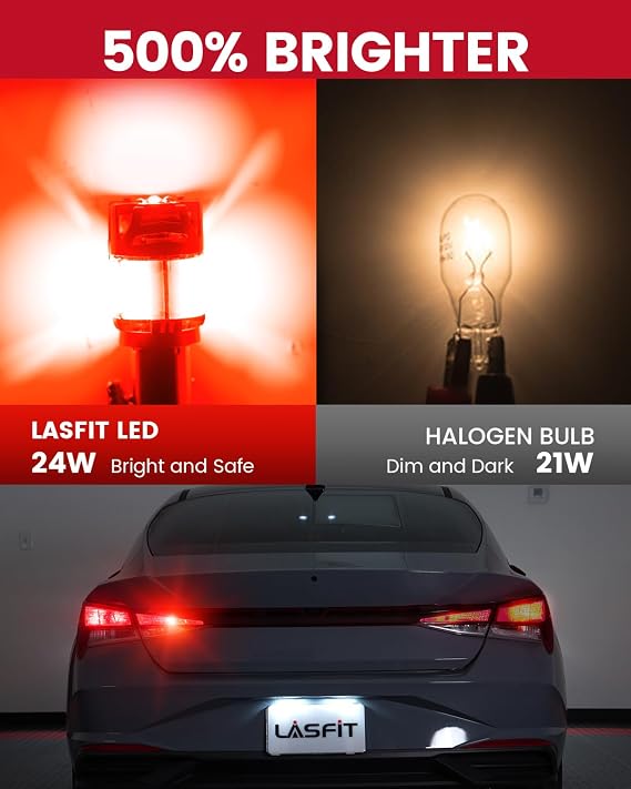 LASFIT D2 1157 Brake Light LED Bulb 2357 2057 Red Built-in Resistor 7528 Rear Tail Turn Signal Lights CanBus Ready Anti Hyper Flash for Jetta, for Hyundai Elantra Santa Fe, Forte Telluride, Pack of 2