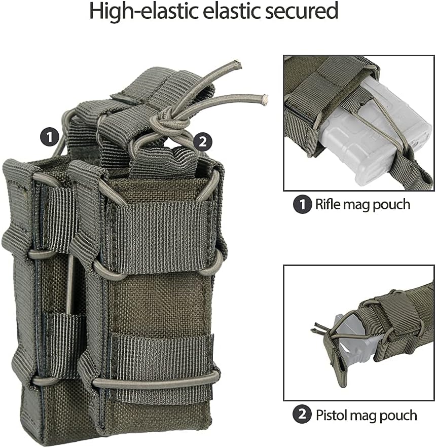 EXCELLENT ELITE SPANKER Medium Size Military Waist Belt Open-Top Double Rifle Mag Pouch Molle Dump Pouch Drawstring Magazine