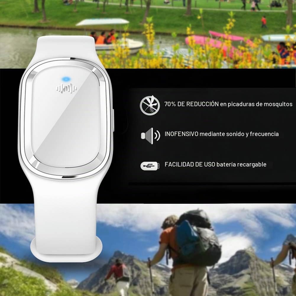 Warooma Pulsera ultrasónica repelente de mosquitos, paquete de 2 pulseras electrónicas biónicas repelentes de mosquitos no tóxicas electrónicas repelentes de mosquitos para bebés niños y adultos