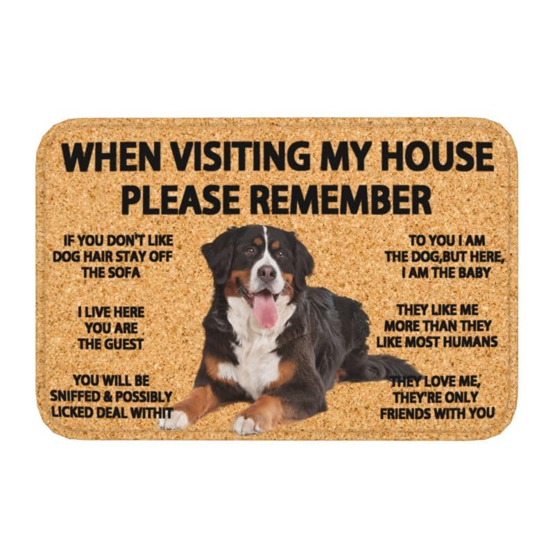 PuseTaer Remember Bernese Mountain Dogs House Rules Doormat Welcome Mats Outdoor Indoor Entrance Non-Slip Floor Mat Housewarming Gift Dog Lovers Gifts