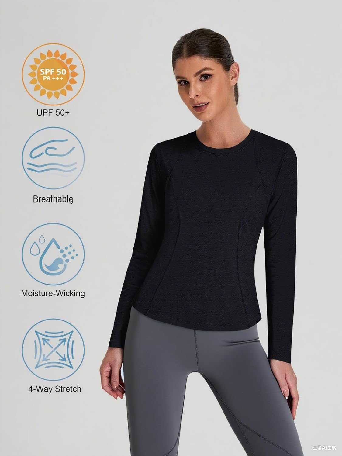 BMJL Women's Long Sleeve Workout Tops Breathable Sun Shirts with Mesh Back Slimming Cut Gym Shirts - Image 4