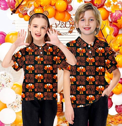 Image of AOBUTE Kids 4th of July Polo American Flag Short Sleeve Button Down Shirts Tops 3-14 Years