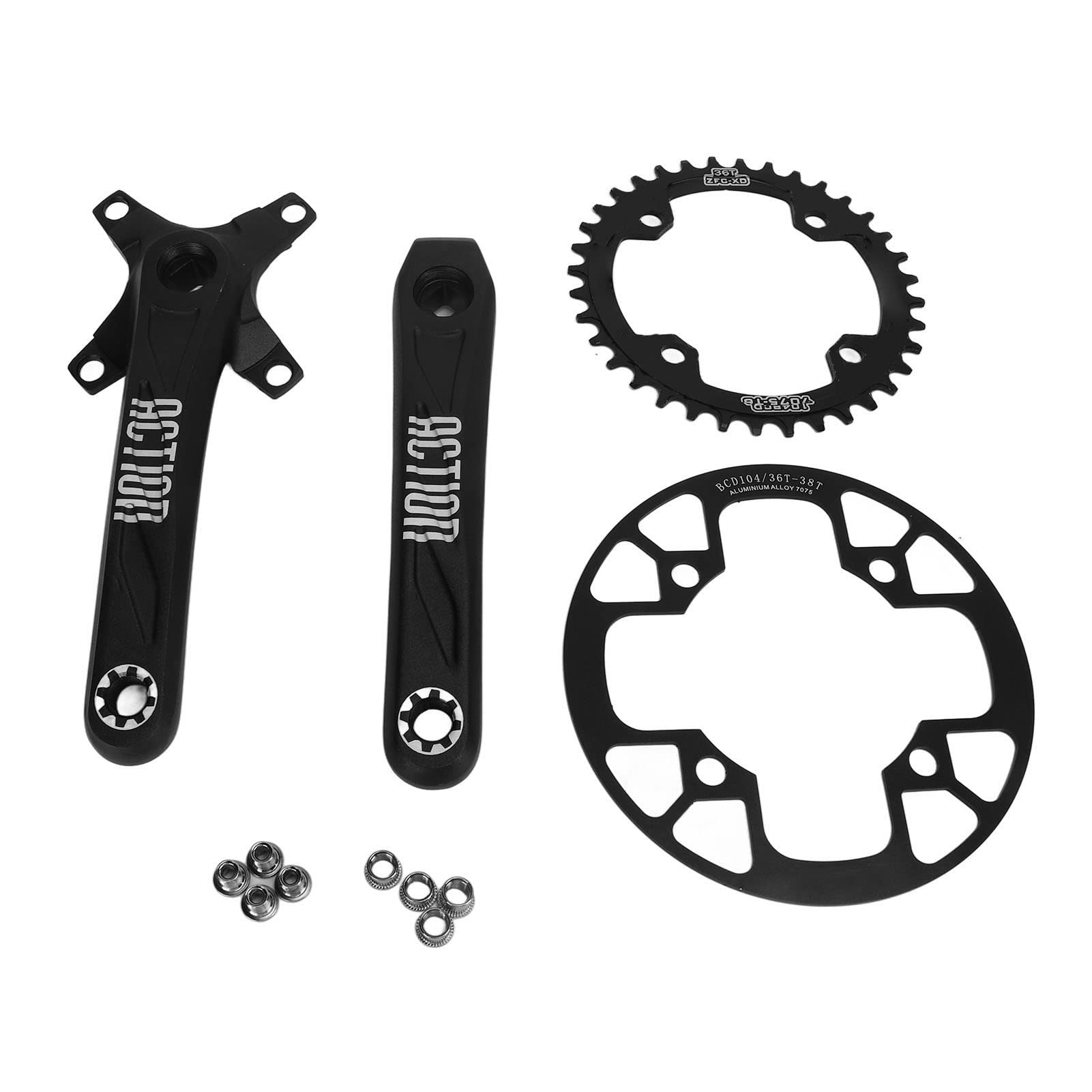 Mechanizm korbowy do roweru górskiego Zestaw ramion korby do roweru górskiego Stop aluminium 170 mm 36T, wąska, szeroka tarcza z osłoną od 36T do 38T Kompatybilny z większością