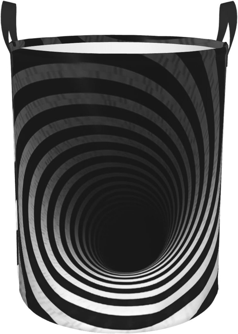 Black And White Spiral Tunnel Laundry Basket Foldable Waterproof Laundry Hamper Clothes Storage Bin With Handles Oxford Cloth Toy Organizer Basket For Bathroom Laundry Bedroom Small