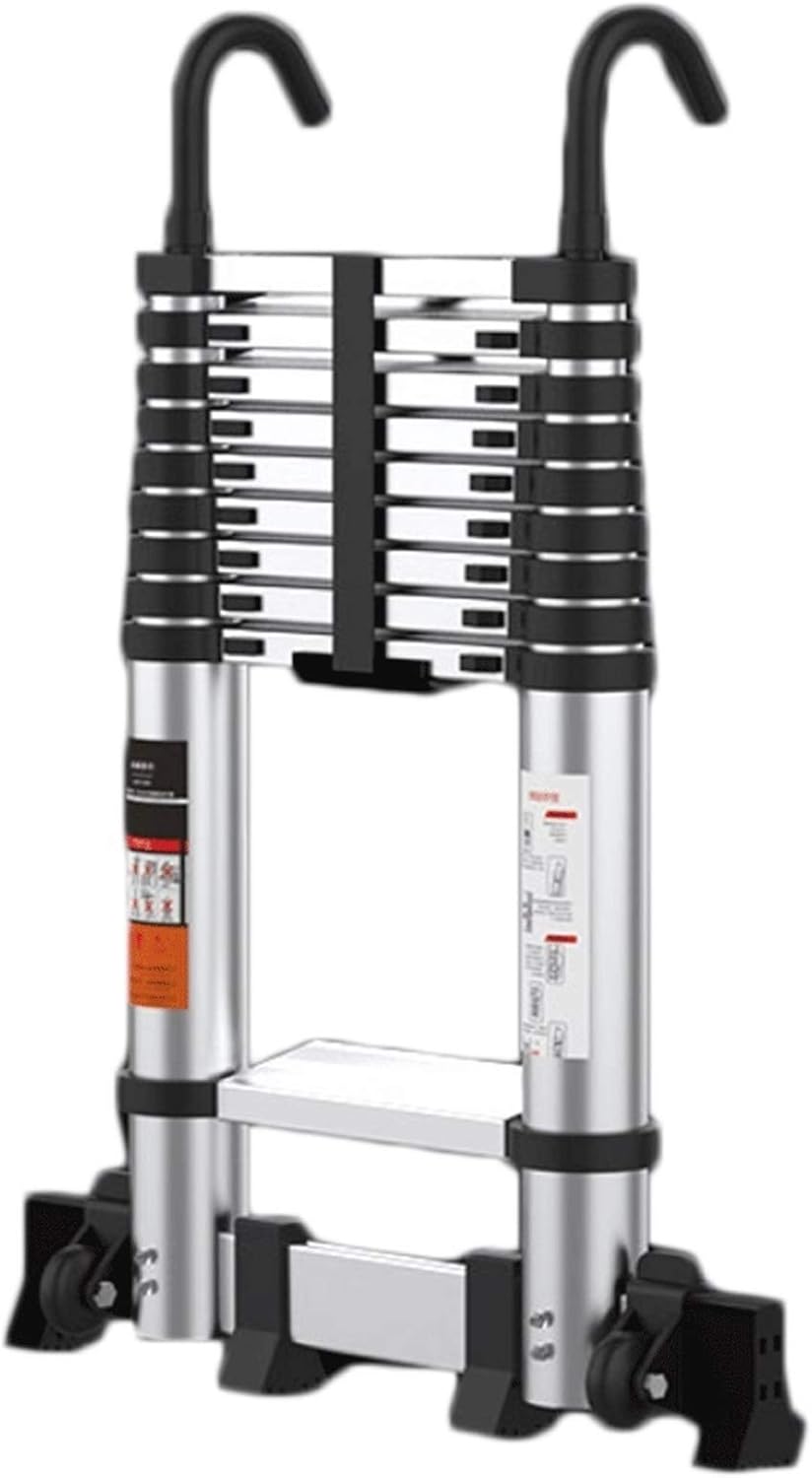 Telescoping Extension Ladder, Telescoping Ladders Folding Telescoping Ladder, 23 FT One Button Retraction Aluminum Telescopic Extension Extendable Ladder,Slow Down Design Multi Lad
