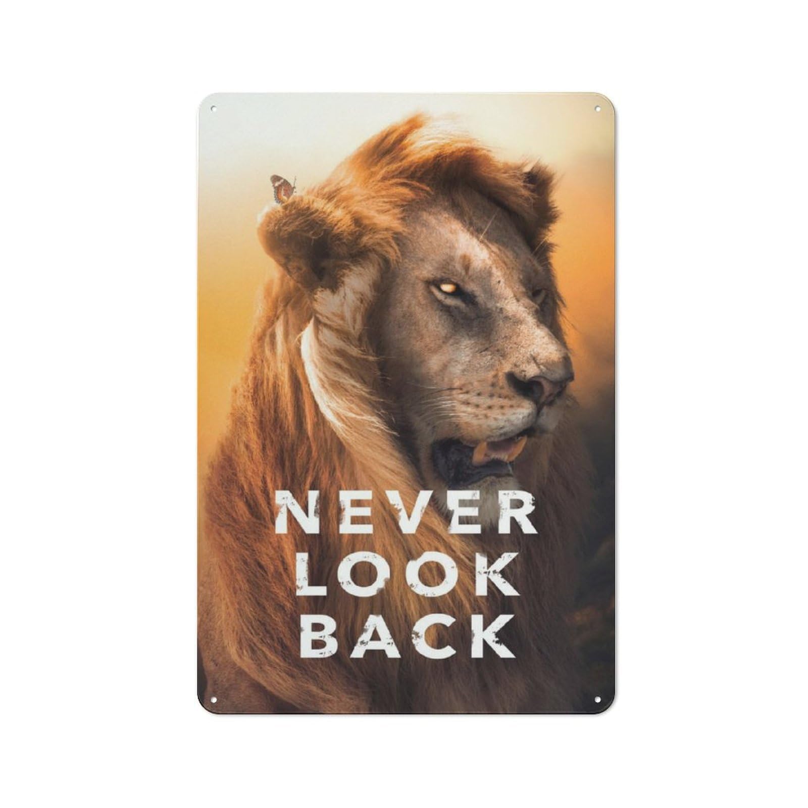 Junmoney Never Look Back Motivation Tin Wall Plaque 30X20cm With For Home Office Or Studio, Gift Idea At Christmas For Creative Workspace Decorators
