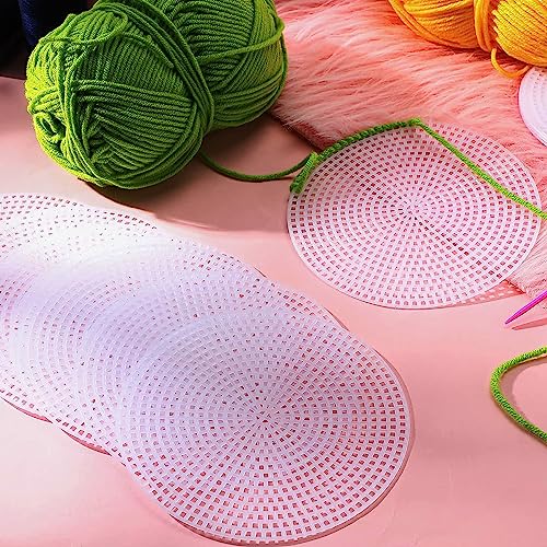 Image of Allazone 58 PCS Mesh Plastic Canvas Sheets 5 Size Round Clear Plastic Canvas for DIY Crafts Embroidery Cross Stitch, Acrylic Yarn Crafting, Knit and Crochet Projects