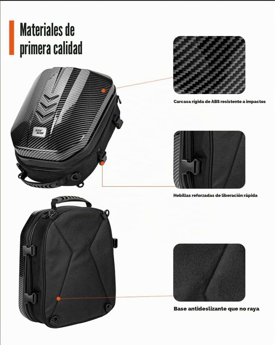 Grapelet Bolsa Trasera Impermeable para Moto, Bolsa de Equipaje de plástico ABS, rígida, con Espacio de Almacenamiento Ampliable, 24 L - 35 L