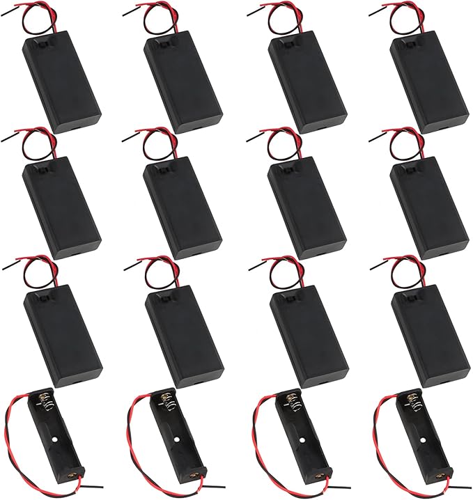 2 Portabatterie Per 8 Stilo AA 12V Con Interruttore ON/OFF E Spina DC - Scatola Plastica Nera - Foto 2