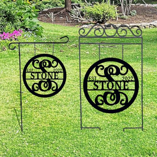 Personalized Last Name Garden Flag or Home Decor ACM Metal Sign With Last Name and Established Year, Split Initial Monogram Sign Wedding Gift for Couple