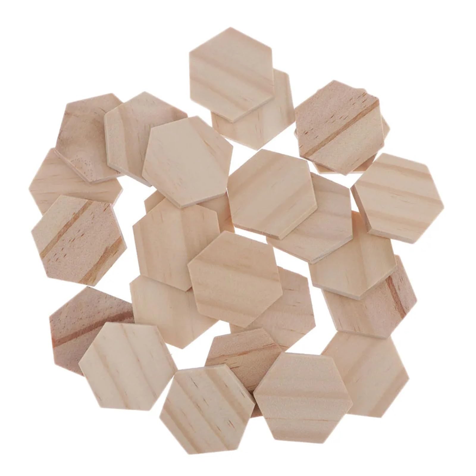 Plastry drewniane do rękodzieła Unfinished Hexagon Wooden Chips 38x32mm Pack Of 25 For Arts Crafts Board Games