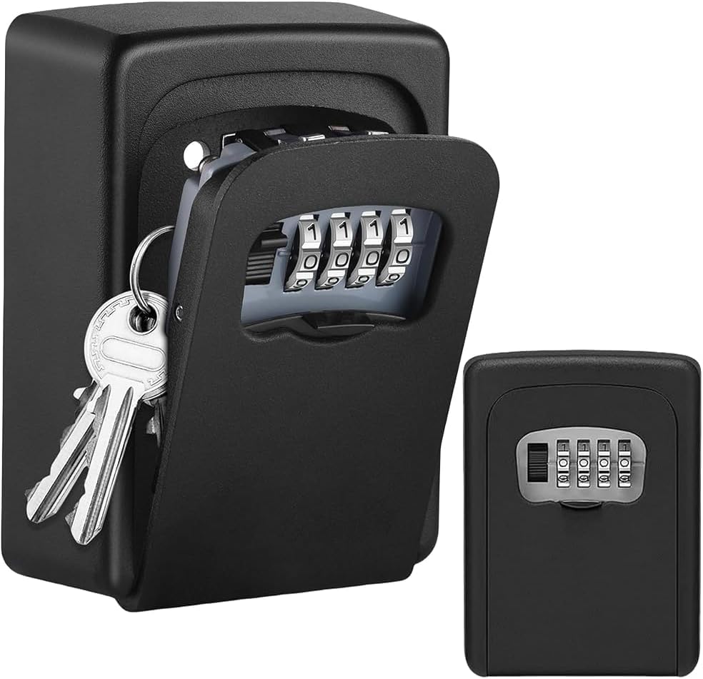 Key Lock Box for Outside - Sturdy and Durable Lock Box for House Keys, 5 Key Capacity Outdoor Lockbox, Waterproof Emergency Spare Key Lockbox with Resettable Code for Home, Garage, Airbnb