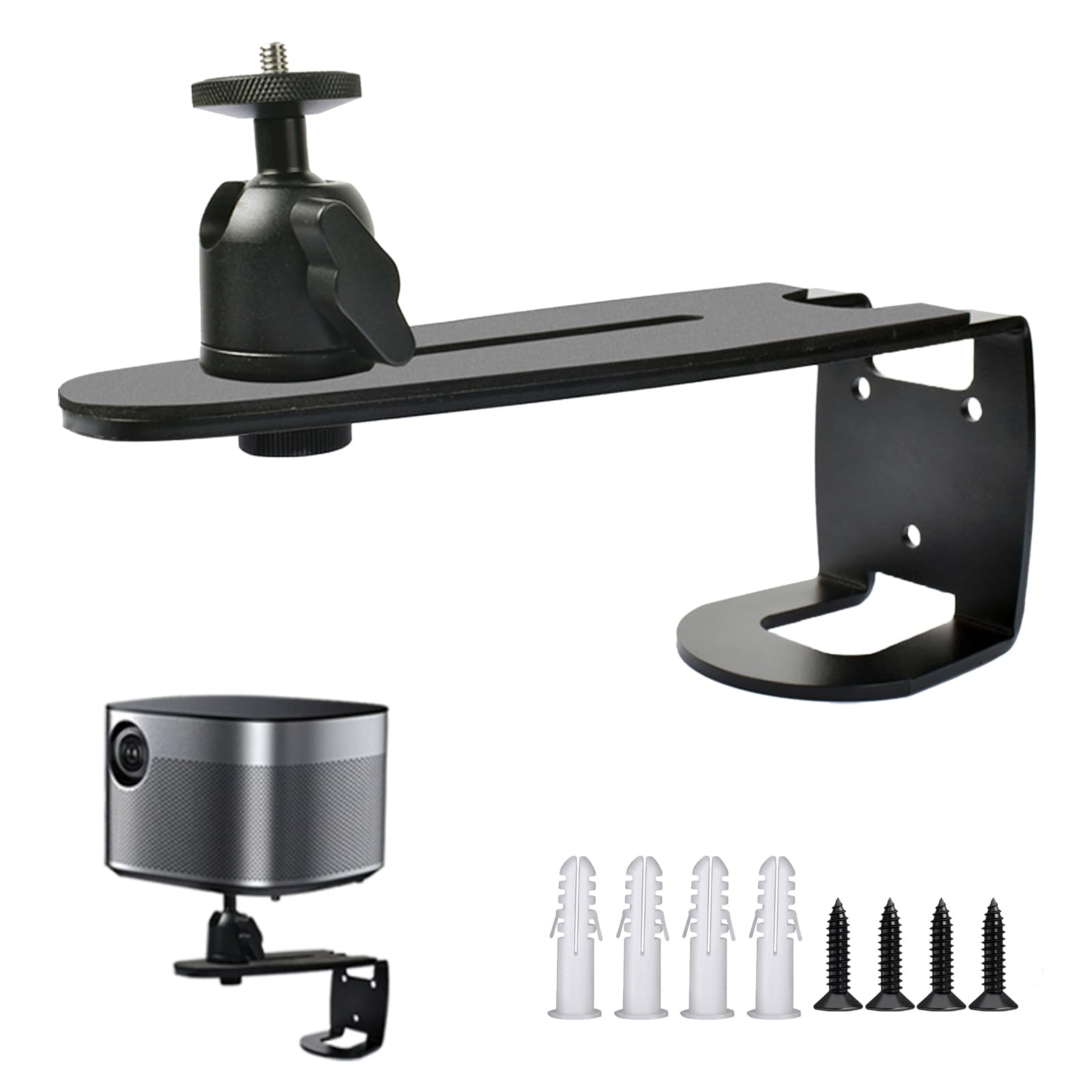 Support Videoprojecteur Ajustable, Support Projecteur Fixation Murale, Pied Videoprojecteur Rotation à 360°, Multifonctionnel SupportRetroprojecteur pour les Salons, les Chambres et les Bureaux