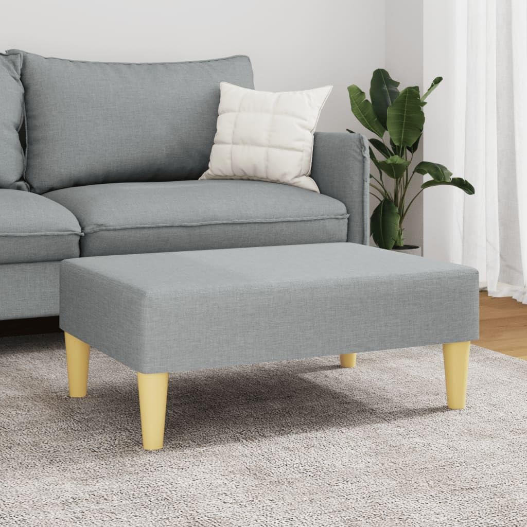 Fußhocker, hellgrau, 77 x 55 x 31 cm, aus atmungsaktivem Stoff, Rahmen aus robustem Sperrholz, modernes und kompaktes Design für Sofa oder Liegestuhl, Sitzerhöhung