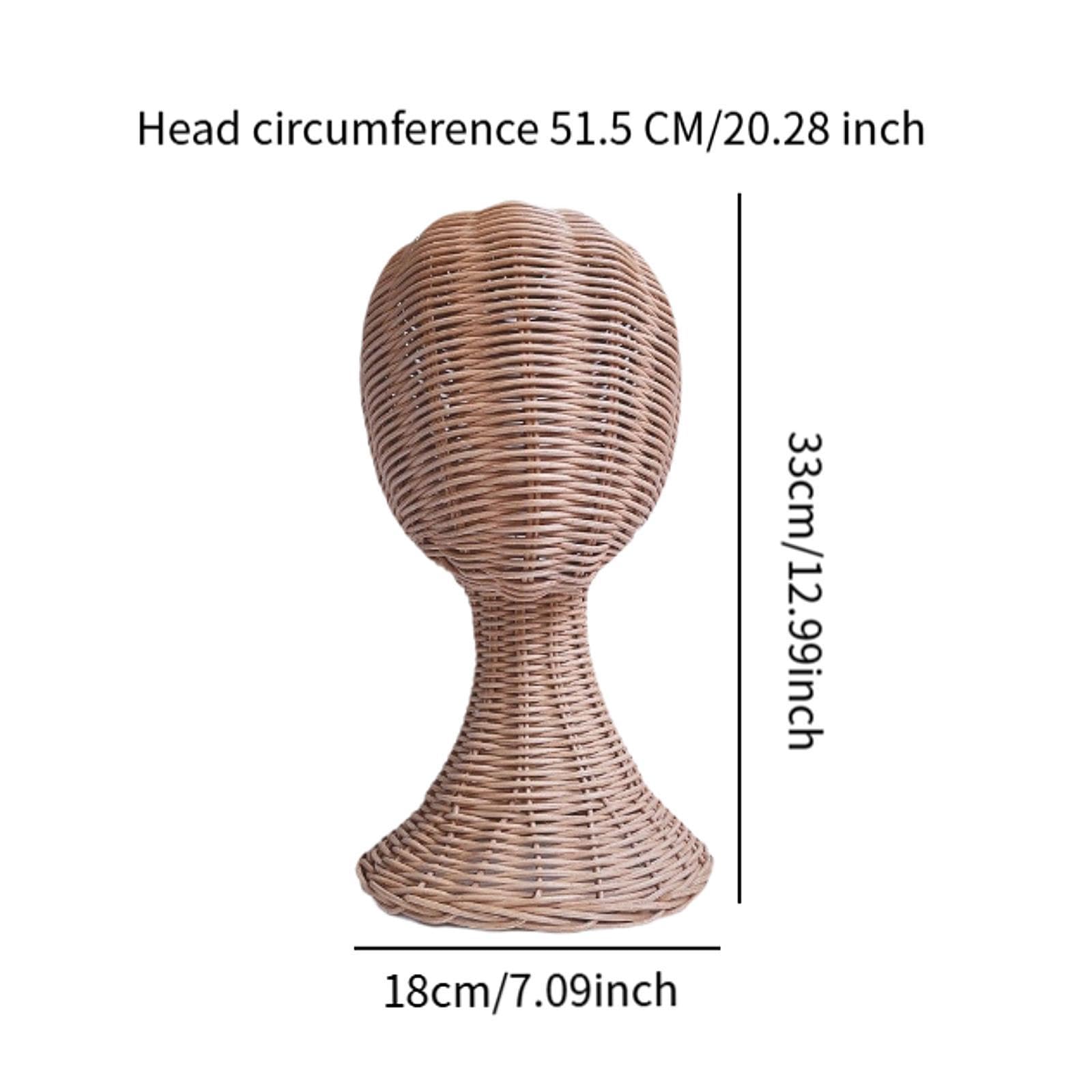 perfk Supporto per parrucca con supporto per testa di manichino, modello di visualizzazione per parrucche in rattan professionale alla moda, porta cappelli,