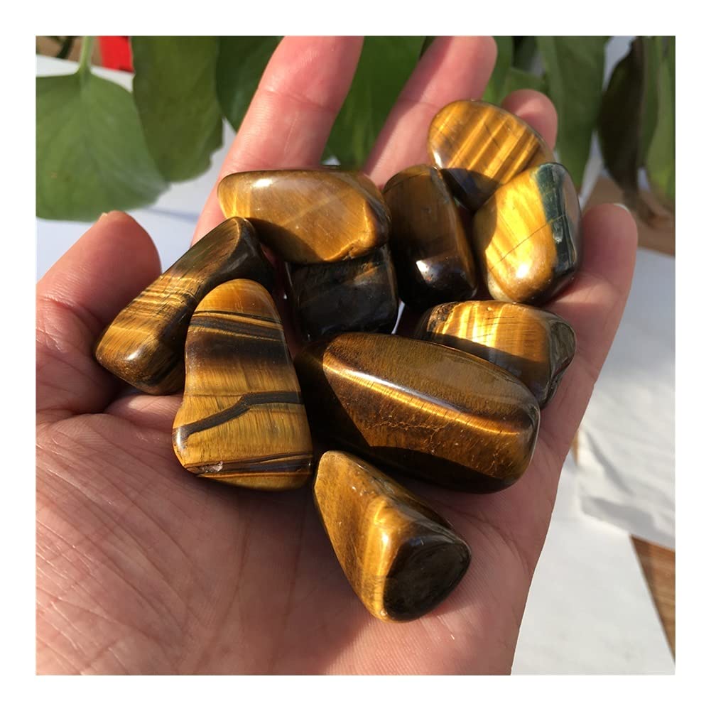 Lleno de Textura Regalo Piedra de Ojo de Tigre Amarillo Natural Grava Piedra de Cristal Grava Acuario jardín Piedra decoración para (Size : 500g)