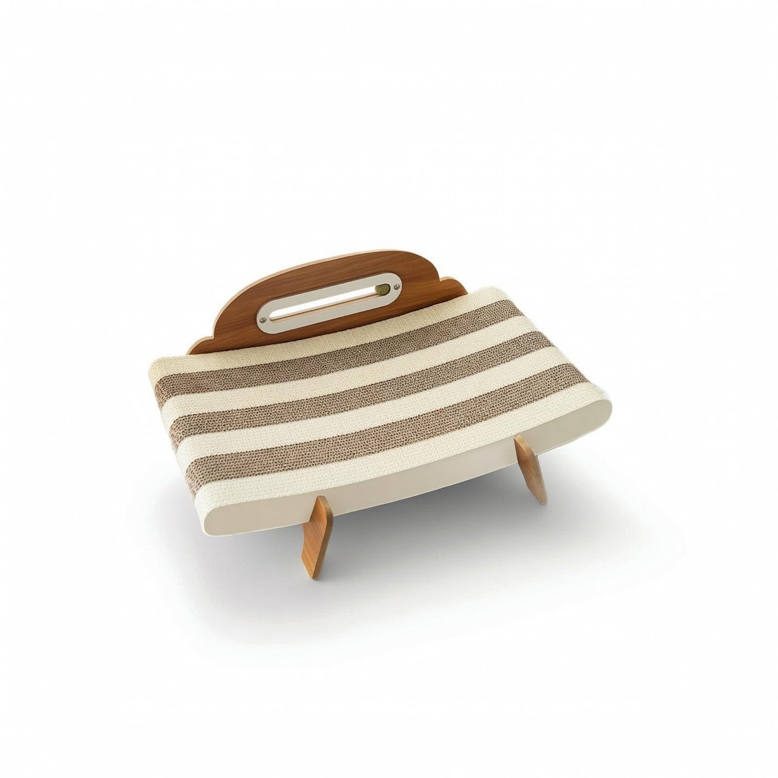 Griffoir pour Chat en Forme Canapé avec Surface en Support en Bois Grainé Lit Confortable pour Gratter et Dormir Jouet à Cataire pour Pièce Vie