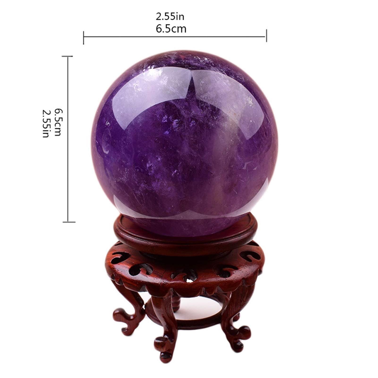 Bola de Cristal (en la Magia Occidental) Adornos de Bola de Cristal púrpura Feng Shui Divinación Cristal Ball Lucky Home Oficina ADNELES Bola de Cristal(A6.5cm/2.55in)