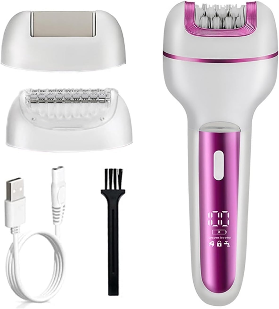3-in-1 Rechargeable Women's Epilator & Electric Shaver Bikini Line, Leg Hair Removal Trimmer with Callus Remover for Face & Body