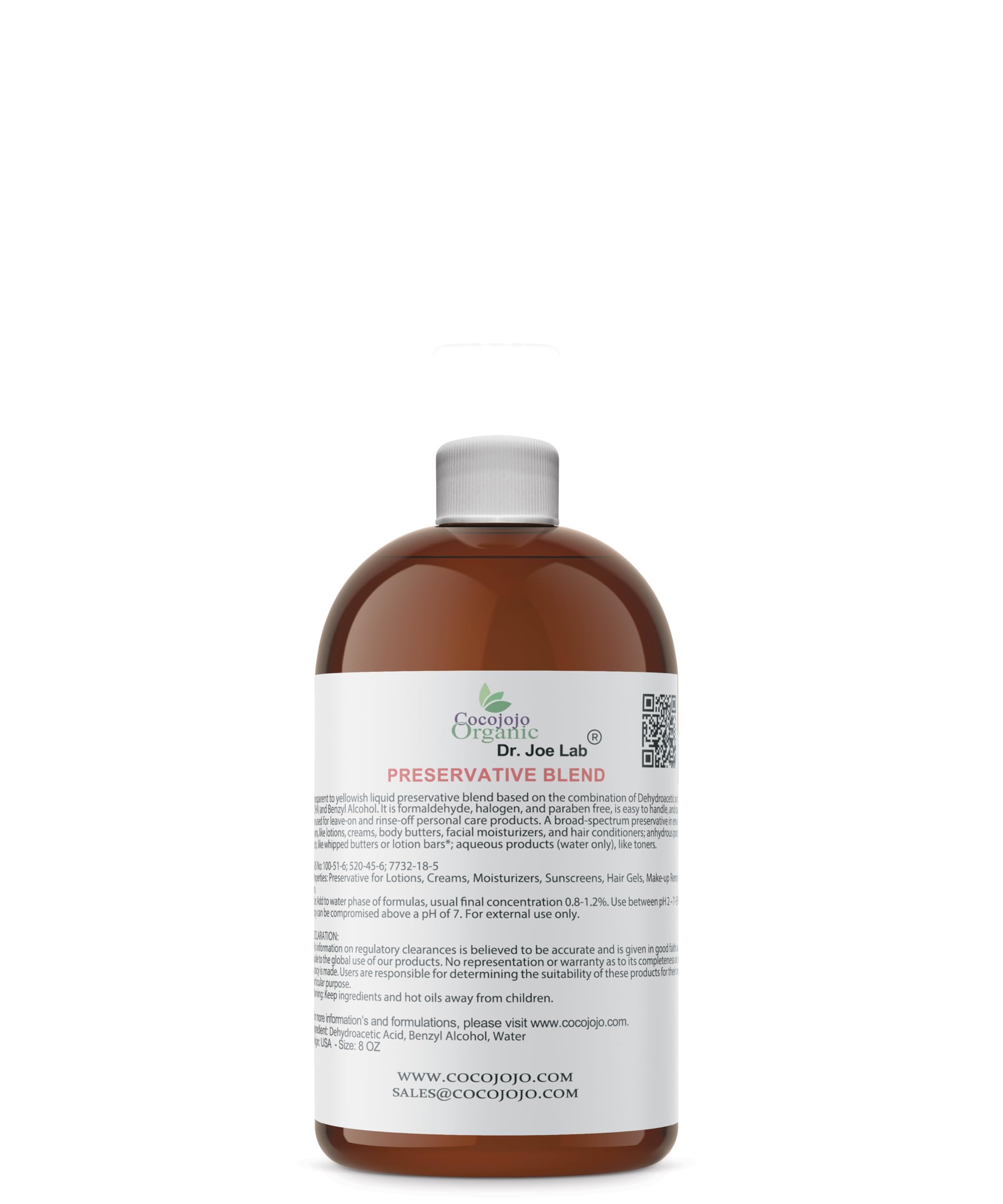 Dr Joe Lab Cosmetic Preservative Blend Dehydroacetic Acid & Benzyl Alcohol - DIY Skin Care Lotion Making Cream Makeup Remover Oil-In-Water Butter Moisturizer Wash Conditioner Formulas (8 oz)