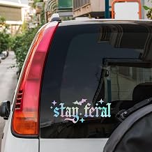 1pcs - 7 inch Stay Feral Vinyl Decal Waterproof Sticker for Laptop Tumbler Suitcase Car Window Journal Phone Case, Funny Gothic Aesthetic Gift Accessories for Women Teens Travelers