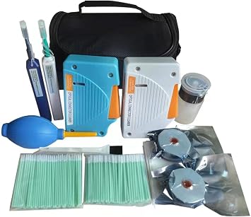 Fiber Optic Connector Cleaning Kit with 1.25mm / 2.5mm Cleaner Pens & Cassette and Replacement Tapes for FC SC ST LC MU Connectors