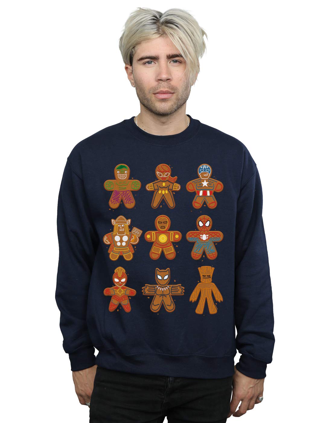 Official Licensed Marvel Avengers Christmas Gingerbread Mens Sweatshirt - Festive Superhero Jumper UK - Available in Multiple UK Sizes - Machine Washable - Officially Licensed - Premium Quality