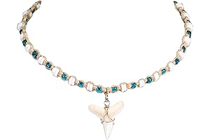 Natural Shark Tooth Necklace with Genuine Puka Shell Beads