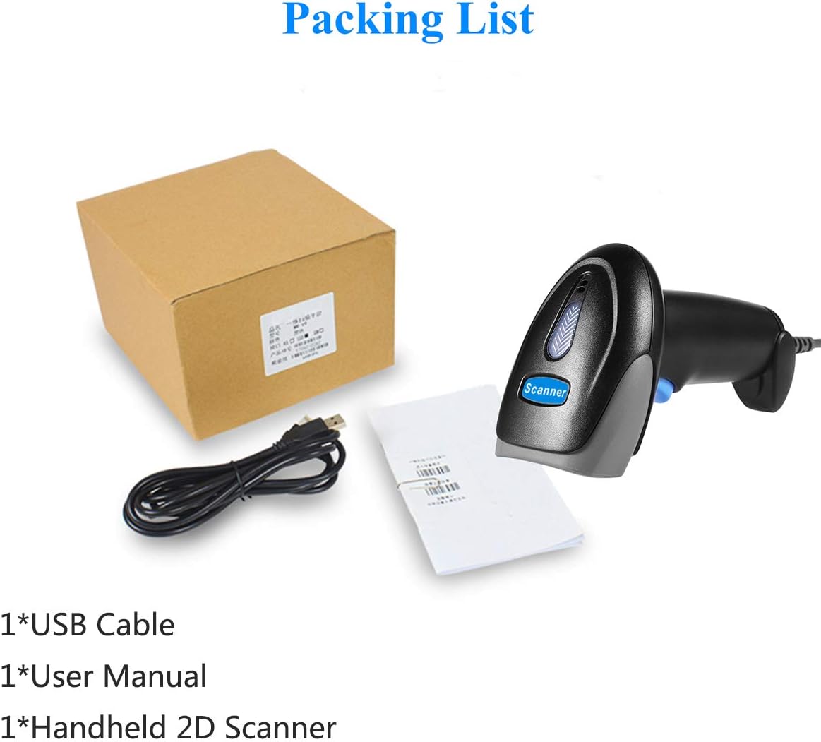 BQ-201 Handheld Barcode Scanner 1D 2D QR Code Reader USB Work on Supermarket Android/Windows PC or POS System