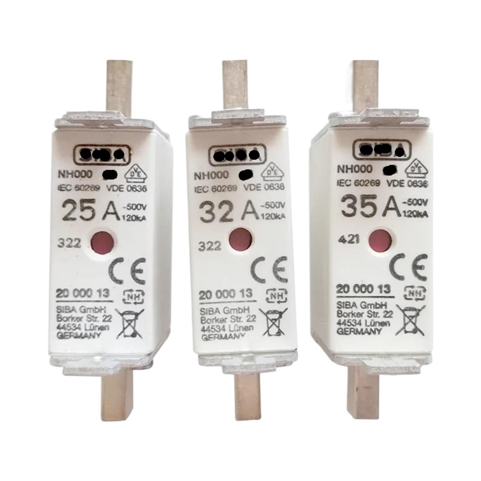 Fusible NH000 500V pour protection électrique industrielle gG