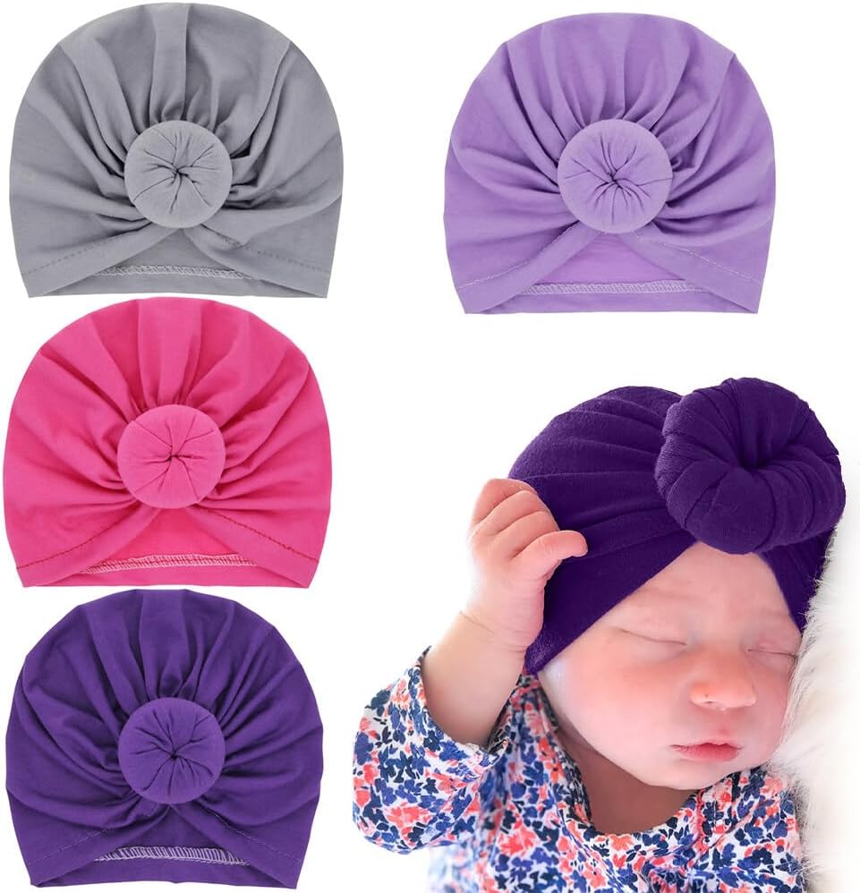 Berretto Neonato Cotone Cappellino Neonato Con Fiocco - Berretto Accogliente In Cotone Per Ospedale, Newborn, Bambina O Bambino Cappellino Neonato 0-3 Mesi