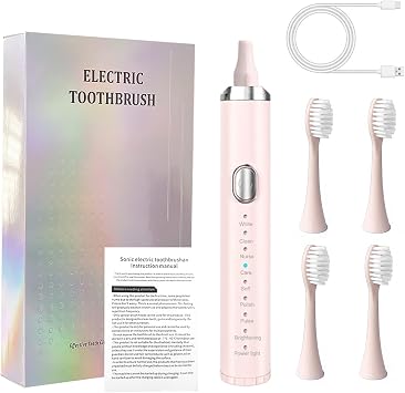 Electric Toothbrush,2025 New Rechargeable Deep Clean Toothbrush with 4 Replacement Heads,8 Modes with 2 Minutes Built in Smart Timer,Travel Toothbrush for Kids Women Men Adults