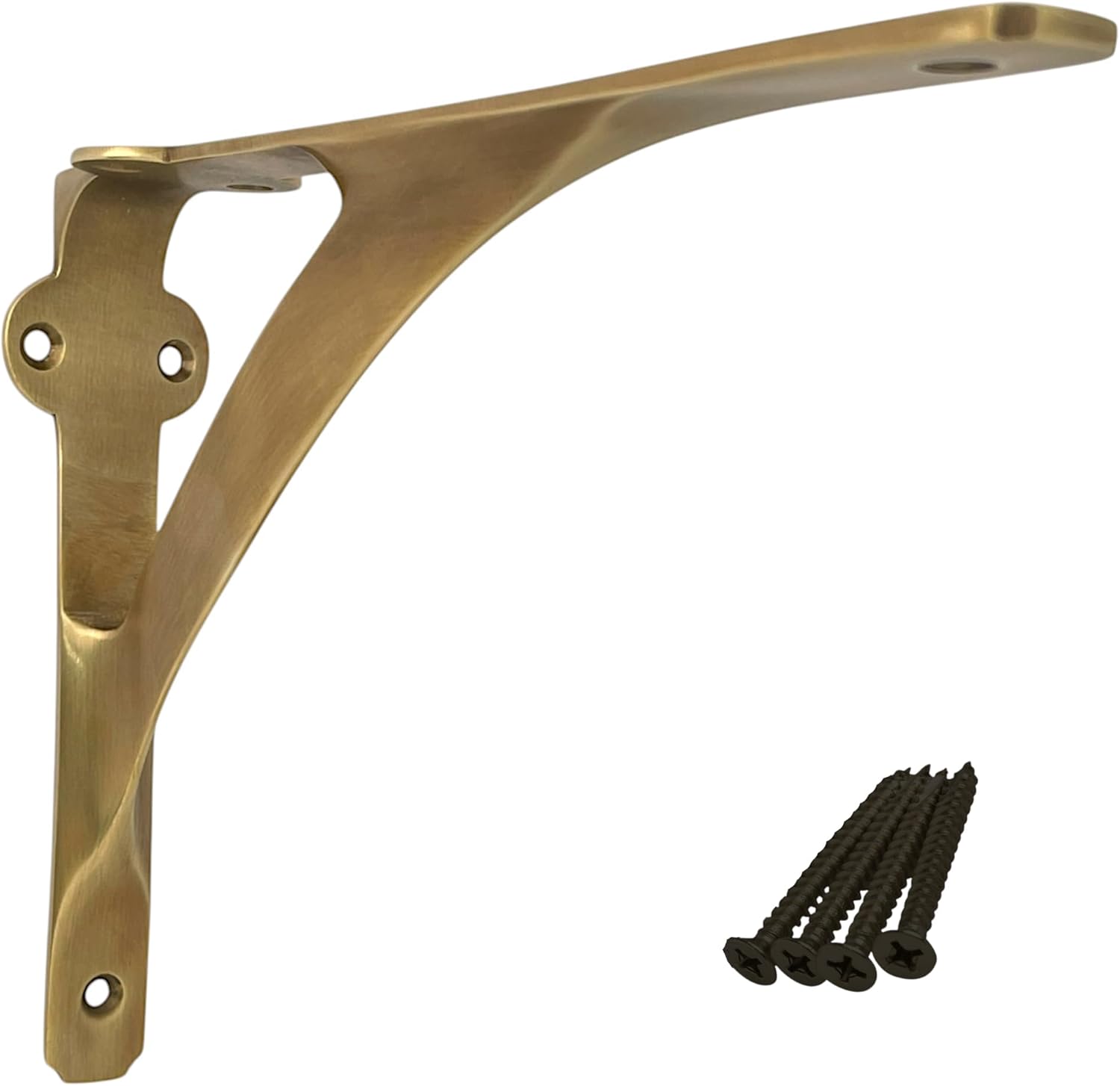 Brass Antique L Shape Shelf Bracket 7 3/8" x 9 7/8" – Heavy Duty Wall Mount Support for Floating Shelves, Durable & Stylish Metal Shelf Bracket for Home & Office (Pack of 1)