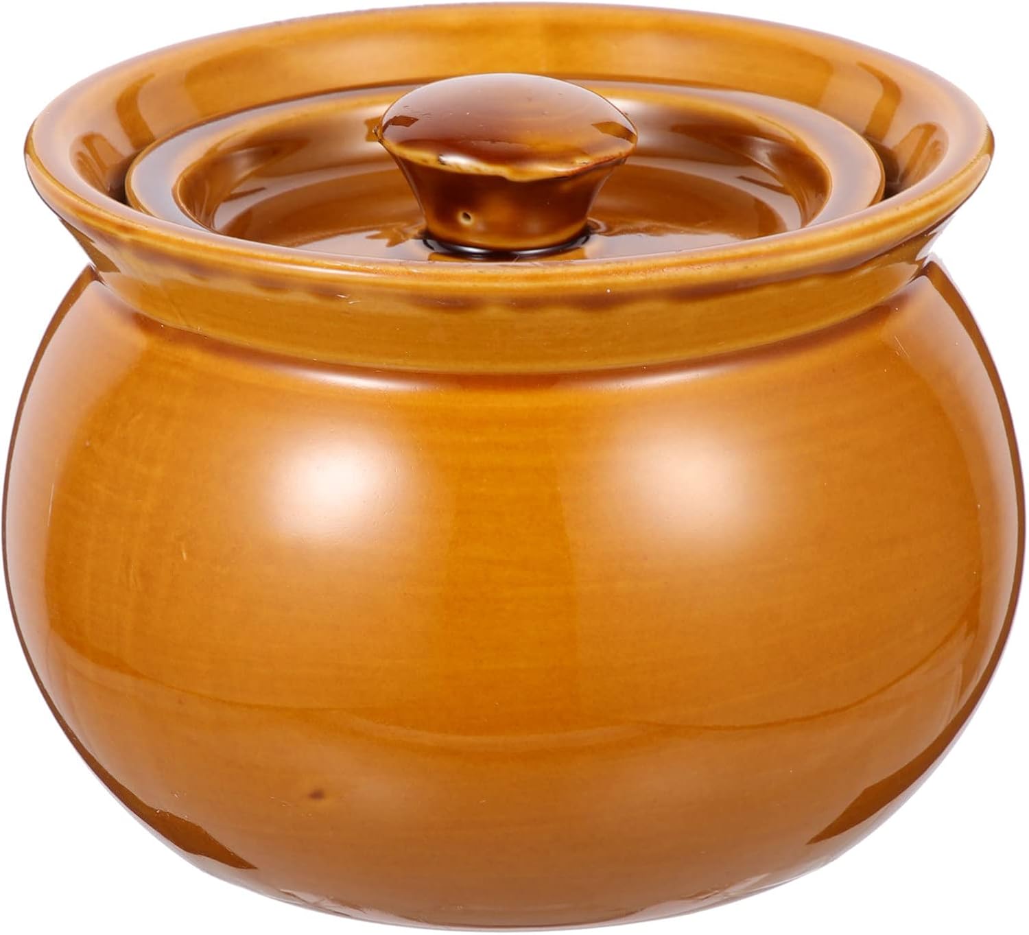Yardwe Small Ceramic Stew Pot with Lid 500ml Traditional