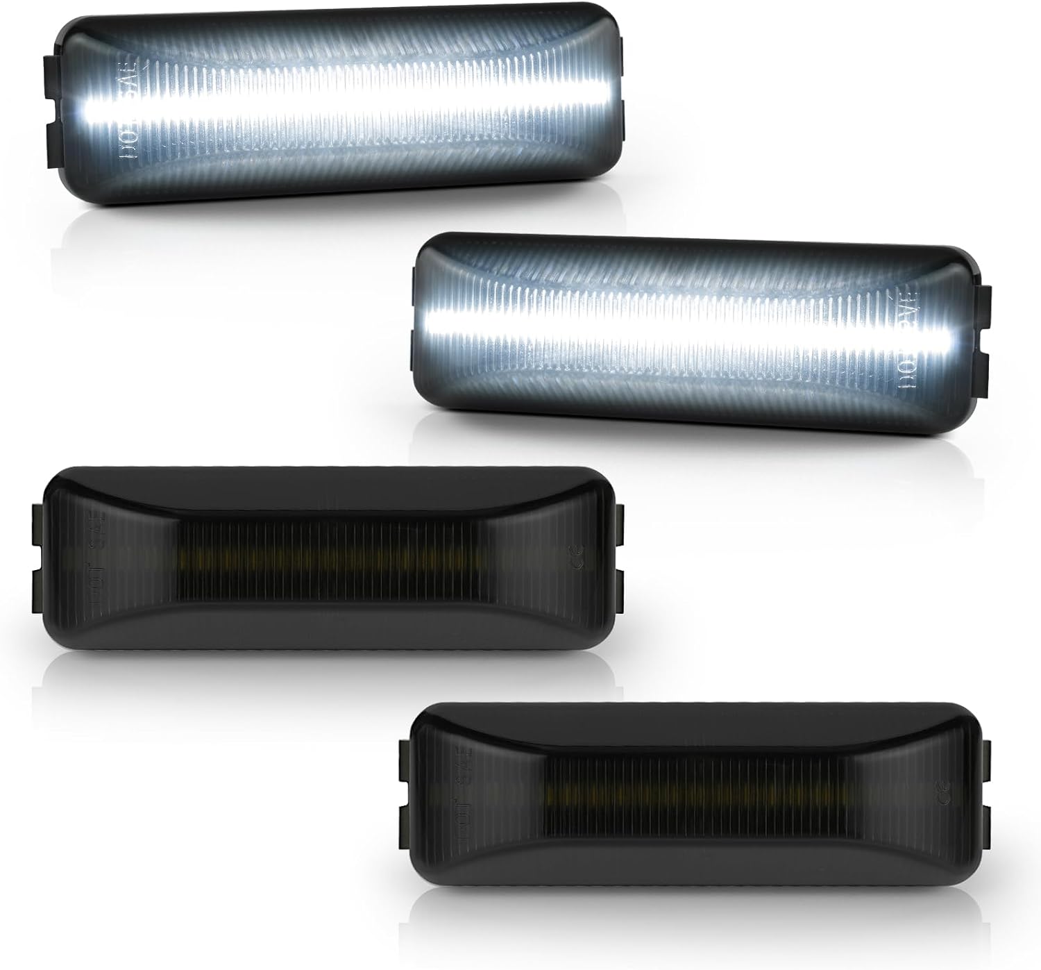 litzland 4PCS LED Side Marker White Lights Compatible with Dodge Ram 2500/3500 Dually Trucks 1994-2002 Smoked Lens Front Rear Dually Fender Lamps