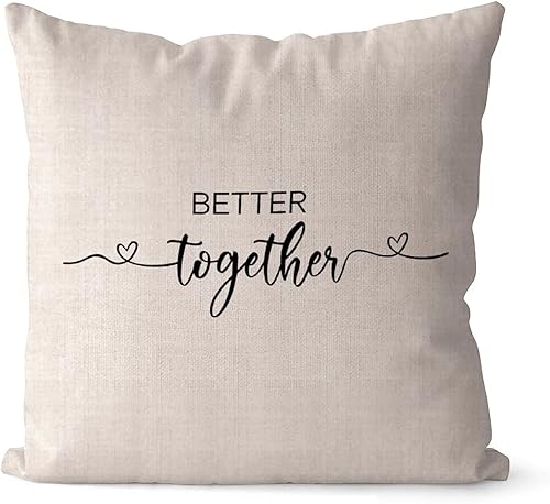 Rebbygena Better Together - Fundas de almohada de 20 x 20 pulgadas, divertidas citas de amor, funda de almohada de lino de algodón para sofá, hogar,