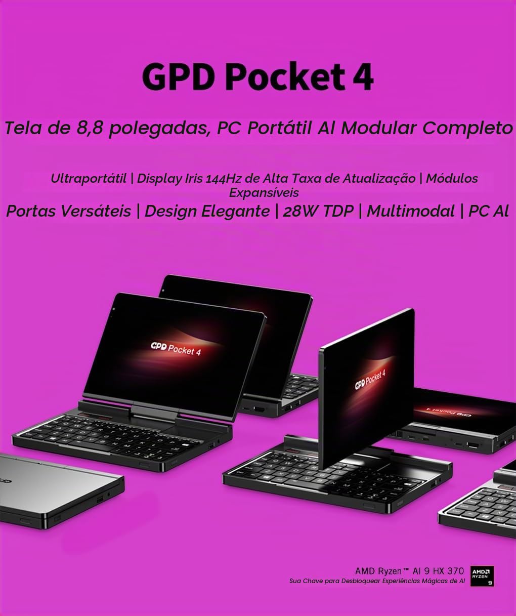 GPD Mini Notebook Pocket 4 Com Tela Touchscreen De 8,8