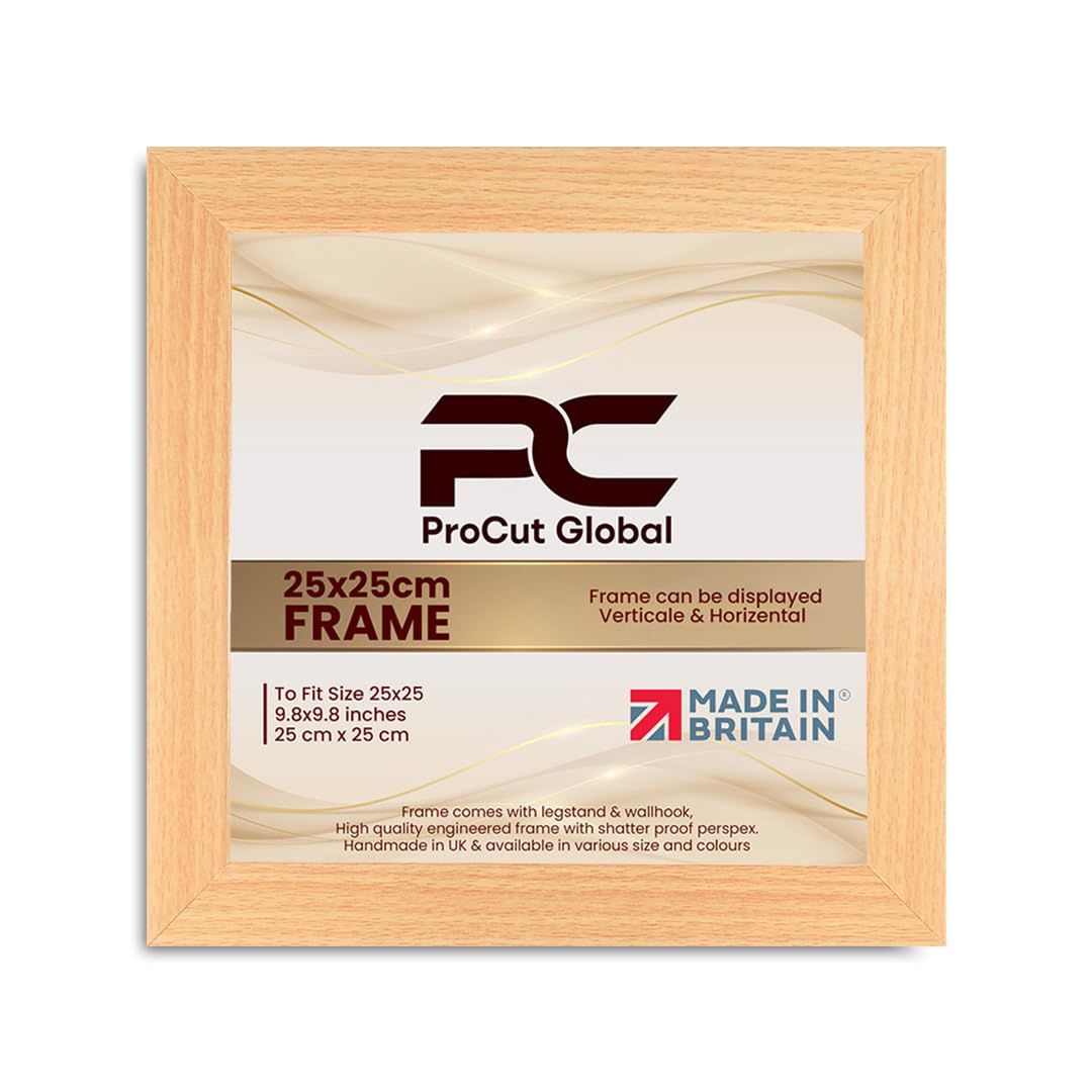 Procut Global 25X25CM Country Pine Picture Frames - Modern Wooden Photo Frame with Shatterproof Perspex for Wall or Tabletop - Perfect for Posters, Certificates, Prints - Sizes & Colors Available