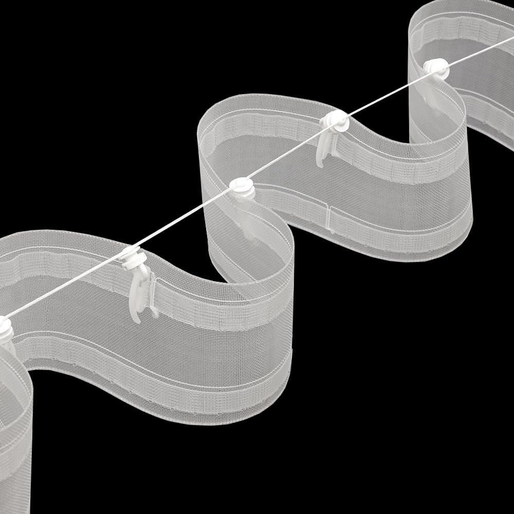 Oz-Is Dar Tekstil Gardinenband 50 Meter Wellensystem 75 mm, universell, 100% Polyester, Transparent Faltenband zum Annähen für Vorhänge und Gardinen 4366M