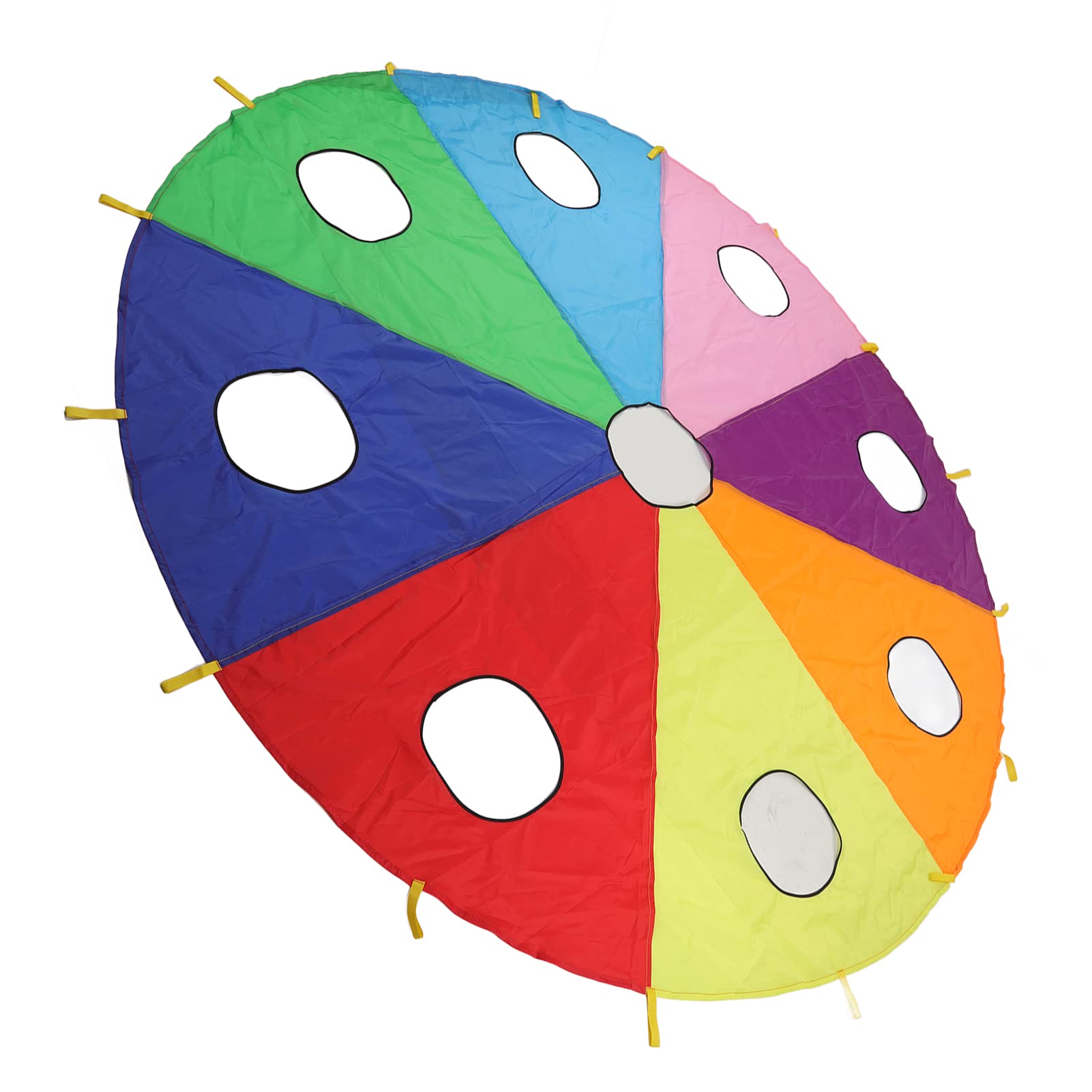 Akozon Kids Parachute with Holes, Kids Umbrella Parachute, 9 Holes Round Shape Inflatable Play Set Stick Mole Pounding Game for Outdoors