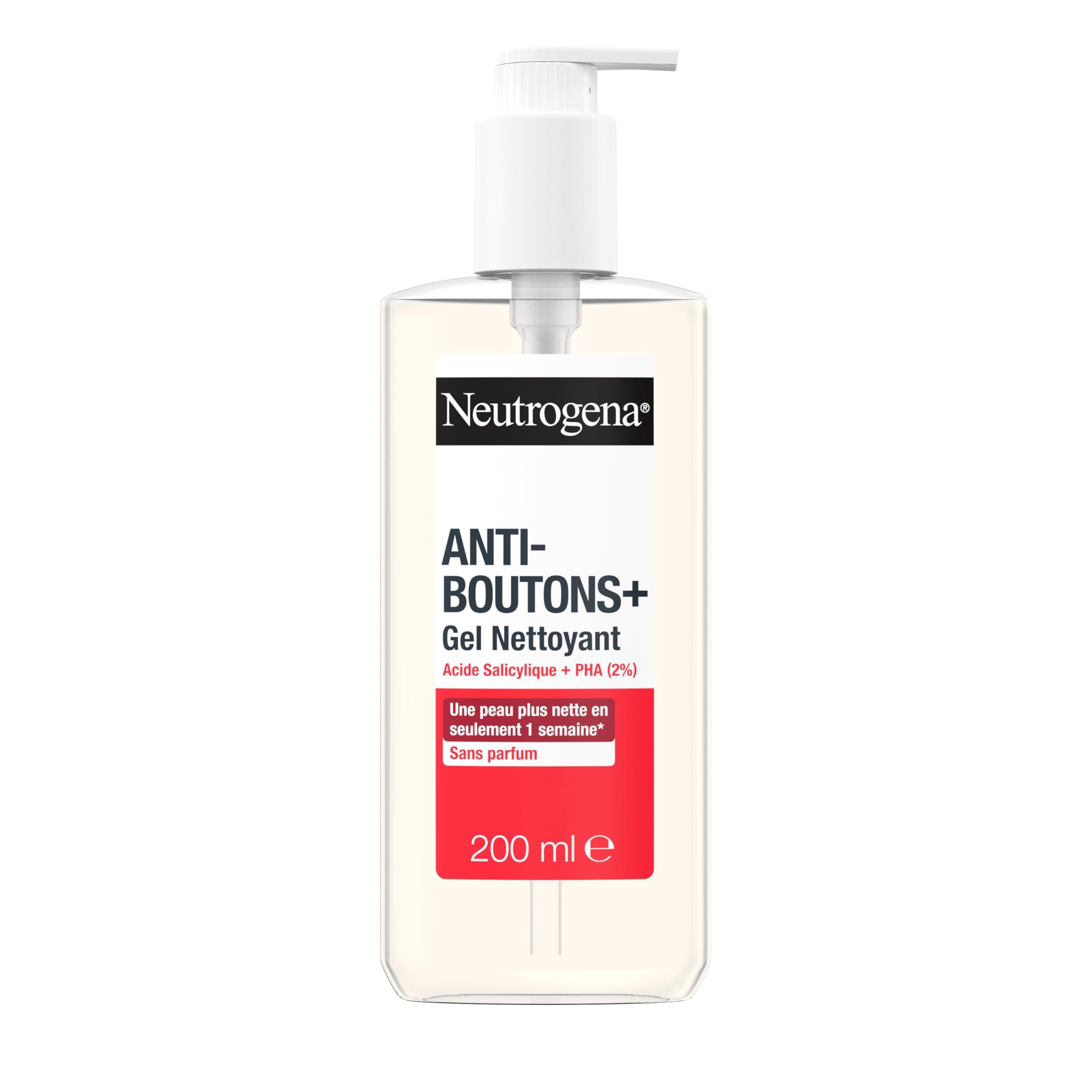 Neutrogena – Gel detergente anti-​brufoli + acido salicilico + 2% PHA (200 ml) – Trattamento viso anti-​brufoli non comedogenici e non grassi – Detergente viso per pelli con tendenza acneica senza