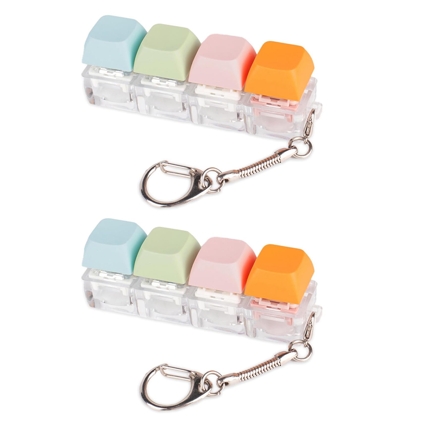 Hndhbfgrt 2X Keyboard Fidget Toy, Fidget Keychain of 4 Colors Keyboard Clicker, Silent Fidget Toy for Library, Study Room