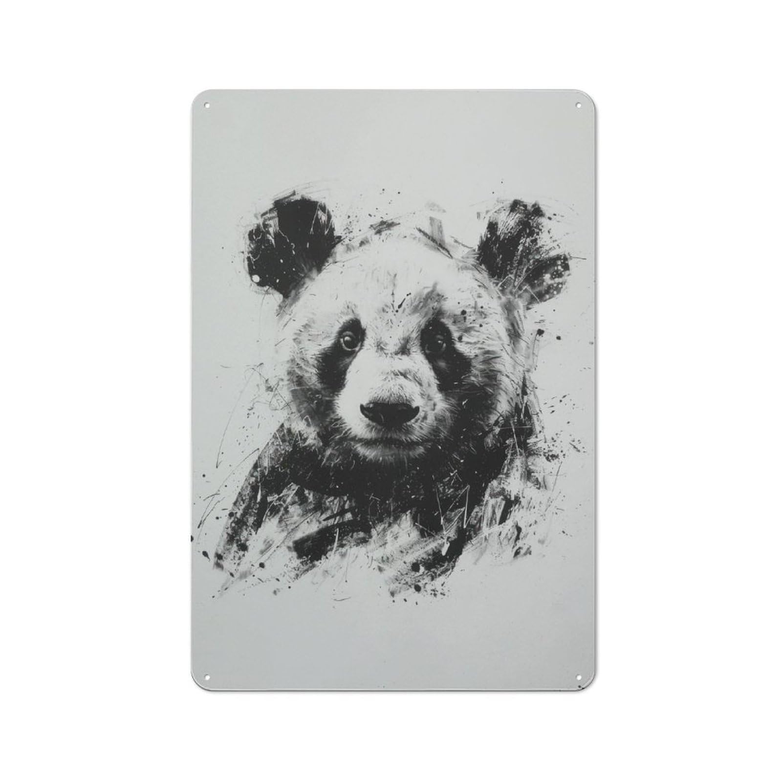Panda Head In Charcoal Cottage Metal Wall Decor 30x20cm, Shed Metal Sign for Patio Bar, Workshop, Shed Or Kitchen